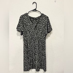 Dress - black with white flowers